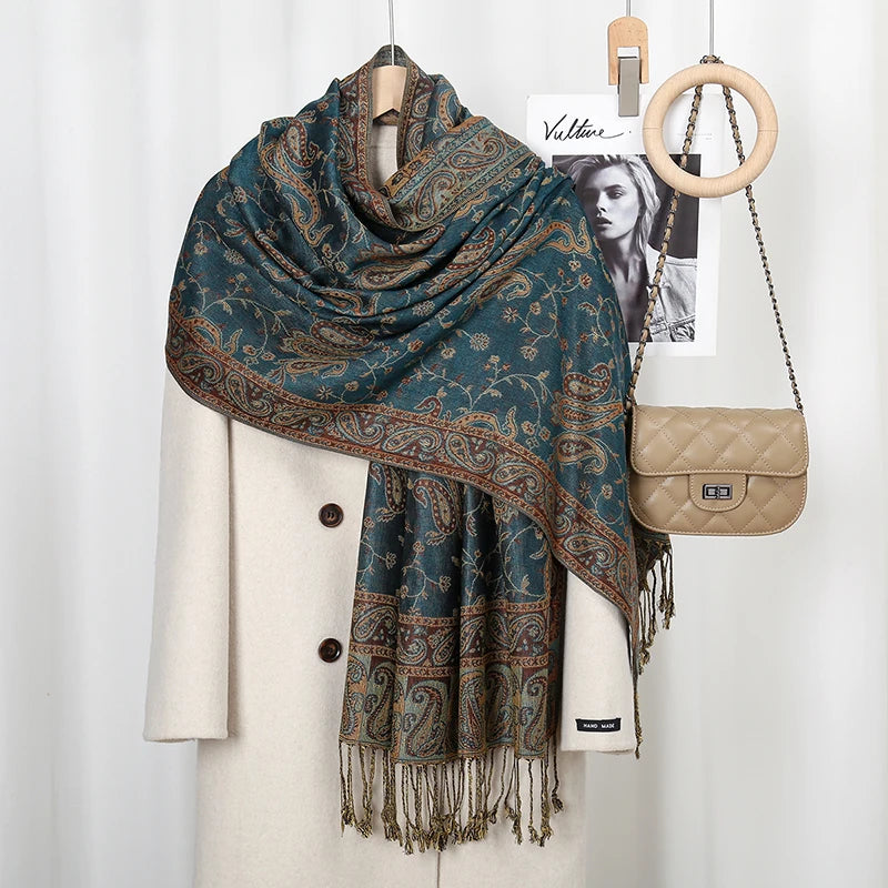 Paisley Embroidery Retro Cashew Cotton Scarf Wraps