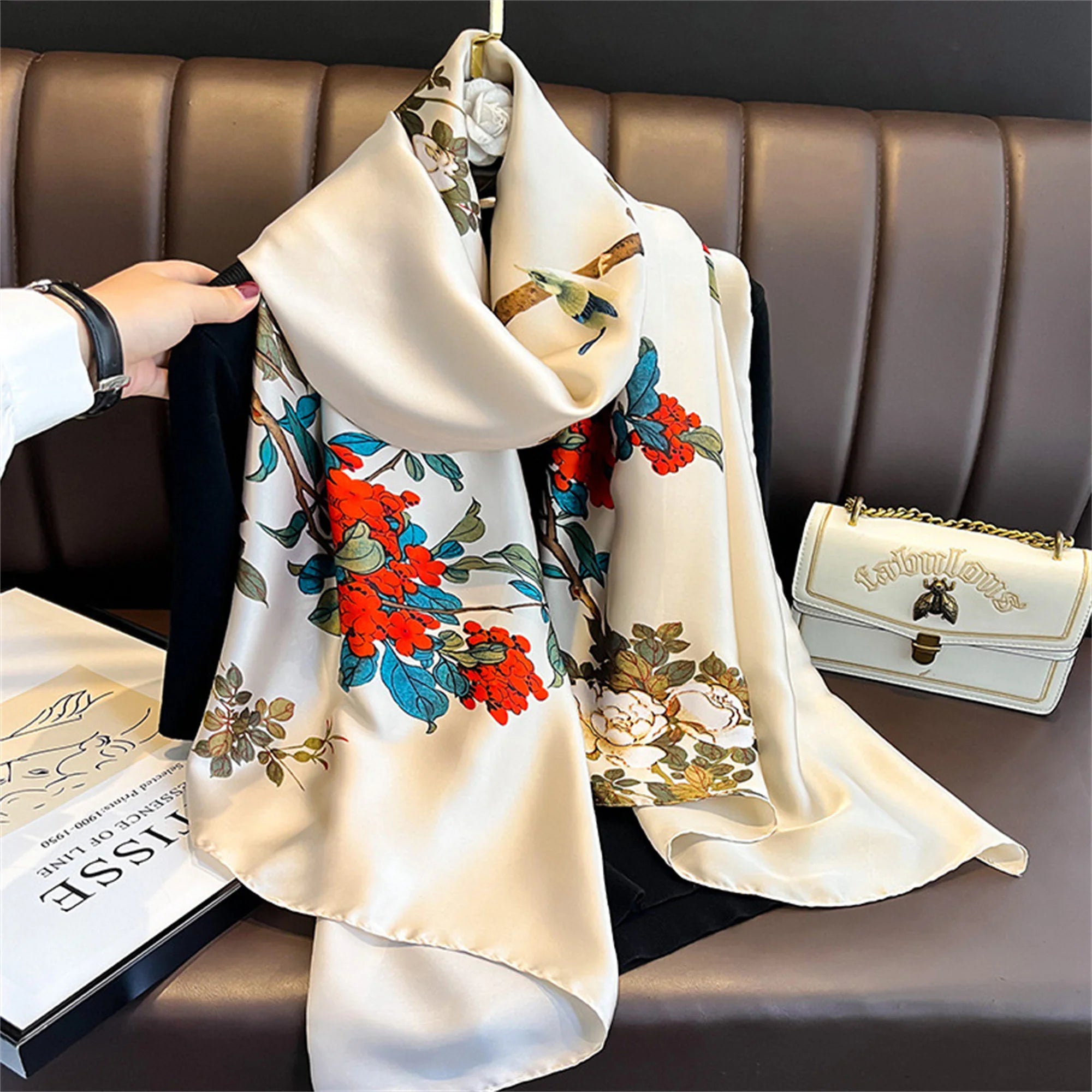 180*90cm Luxury Brand Women Scarf Summer Silk Shawl Lady Wrap Soft Design