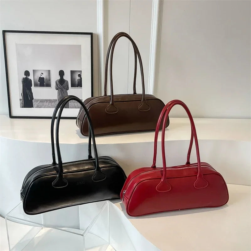 High-quality Zipper PU Women's Bag Retro Light Luxury Bag