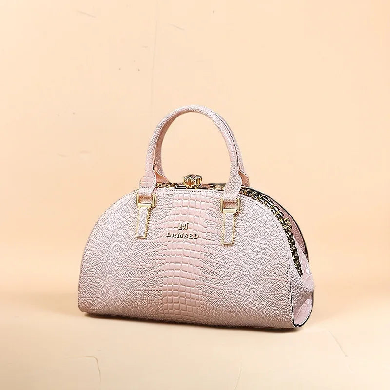 Women's Fashion Crocodile Pattern Shoulder Crossbody Bag Retro Shell Handbag