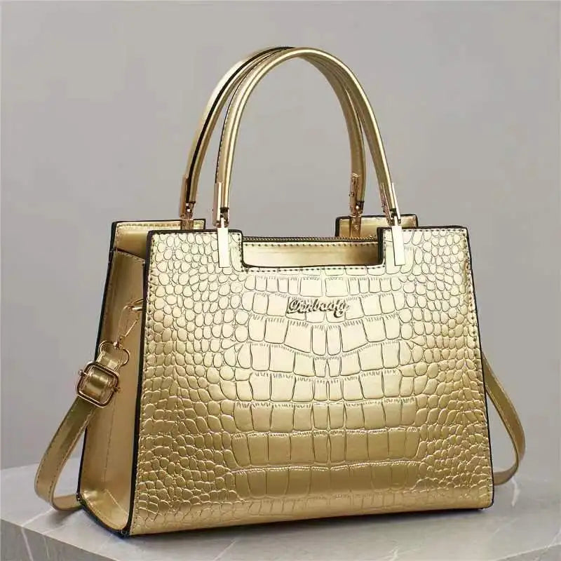 Luxury Patent Leather Handbags High-end Crocodile Pattern