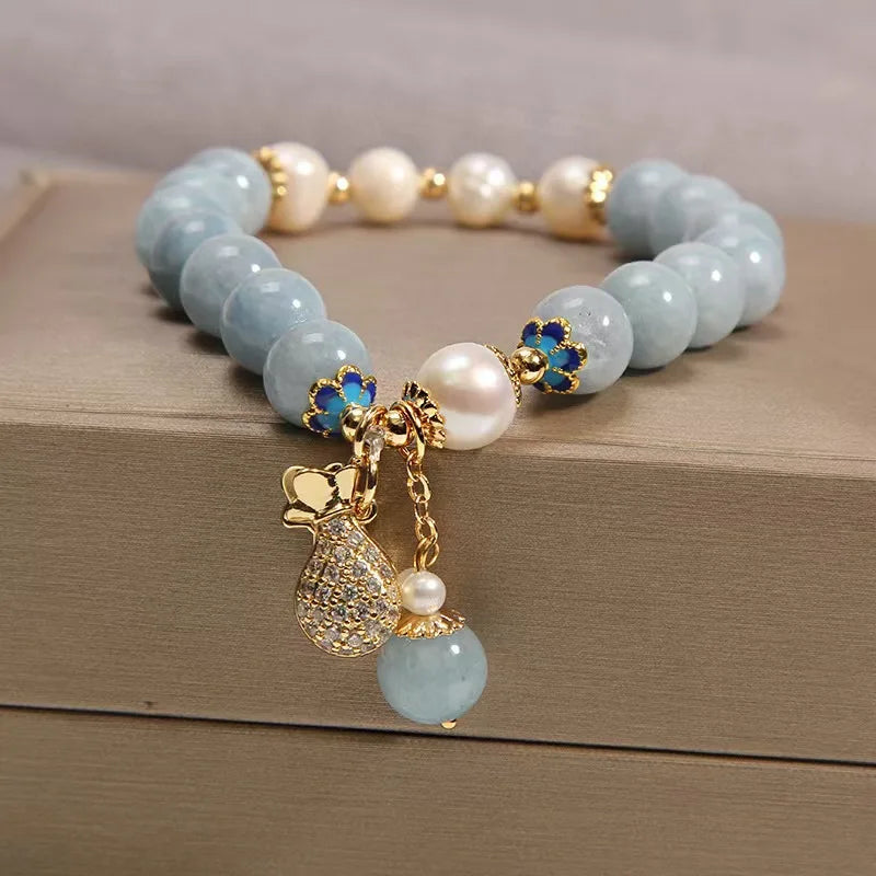 Aquamarine Pearl Bracelet Jewelry