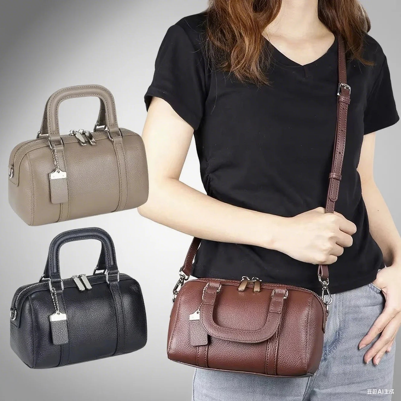 Trendy Luxury Design Retro Handbag For Women Genuine Leather Shoulder Crossbody