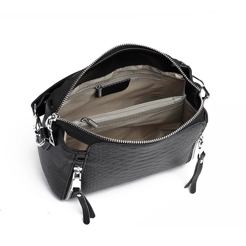 Luxury Crocodile Pattern Cowhide Shoulder Crossbody Bags