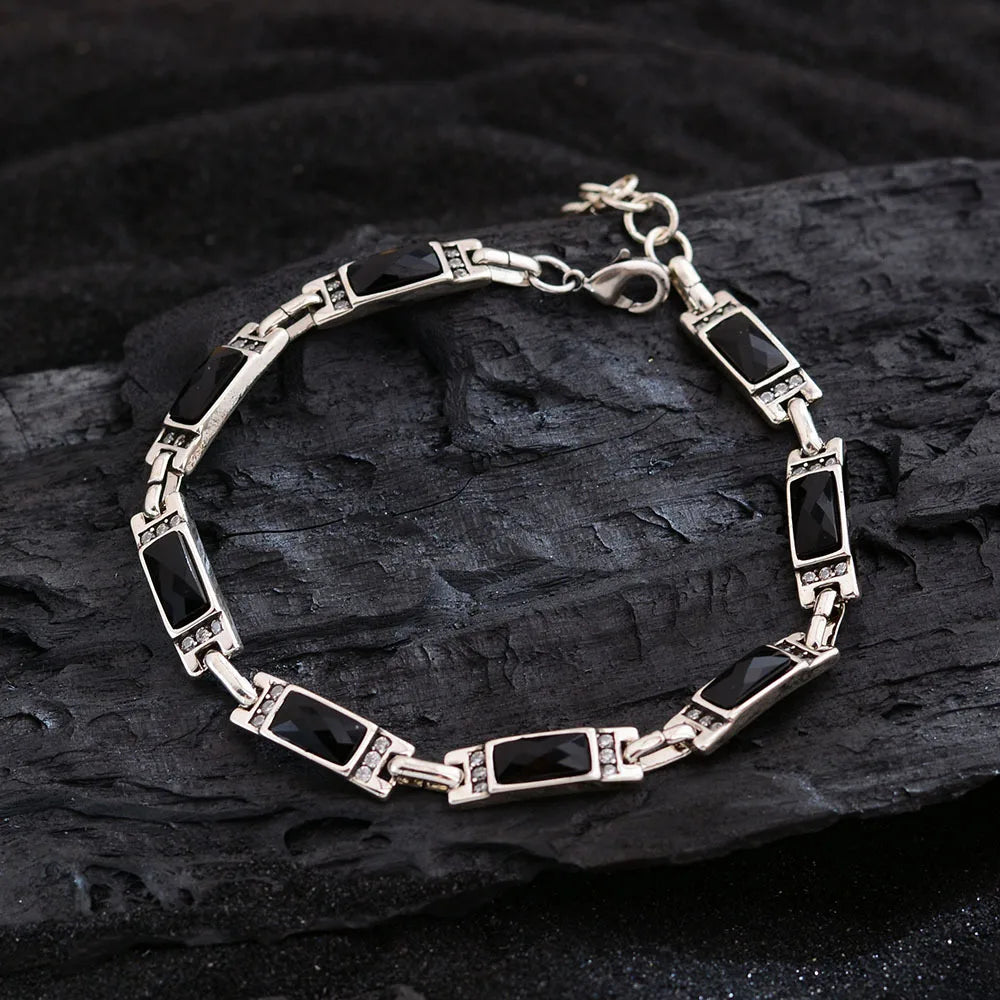 Trendy Shiny CZ Zircon Star Retro Thai Silver Ladies Charm Bracelet Jewelry