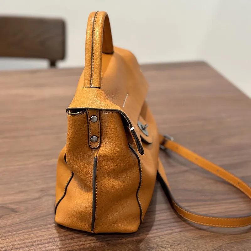 Handmade Retro Genuine Leather Bag Versatile Soft Cowhide