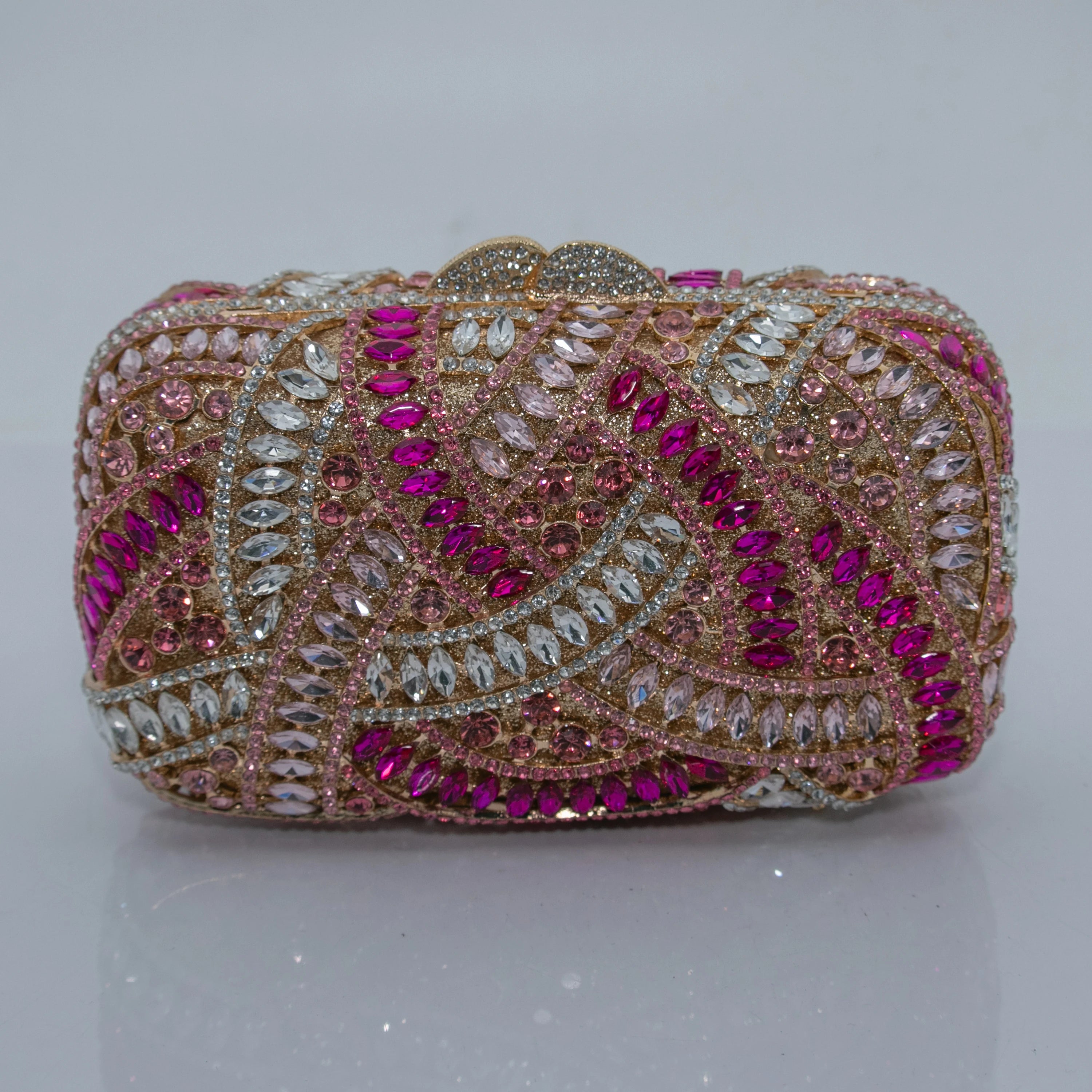 Blue Crystal Interwoven Rhinestone Hard Shell Evening Bag