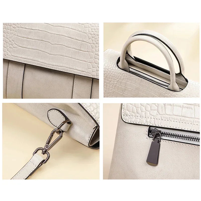 Real Leather Crossbody Bag Female Cowhide Designer Luxury Retro Large Capacity