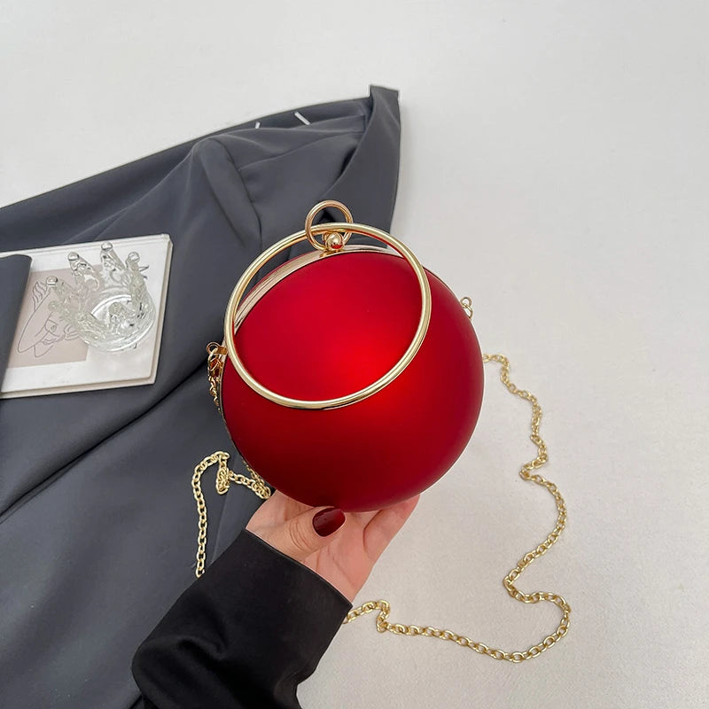Stylish Metal Ring Handle Fashion Handbag Evening Clutch Bag