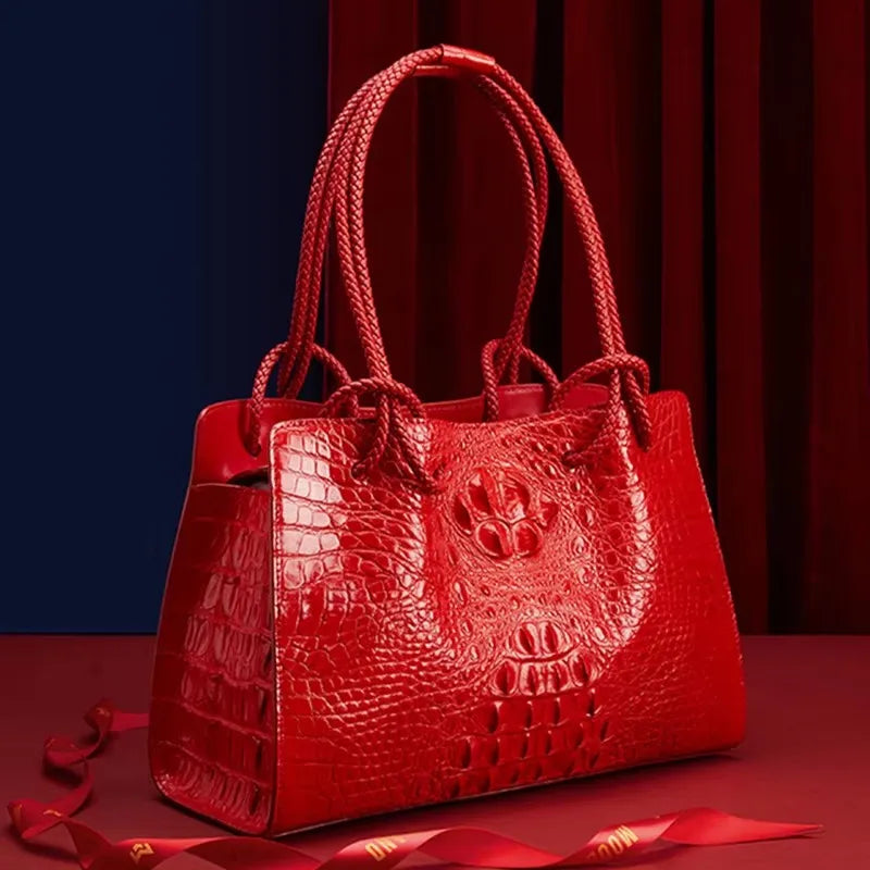 Luxury Genuine Leather Women's Bag Crocodile Pattern Handbag