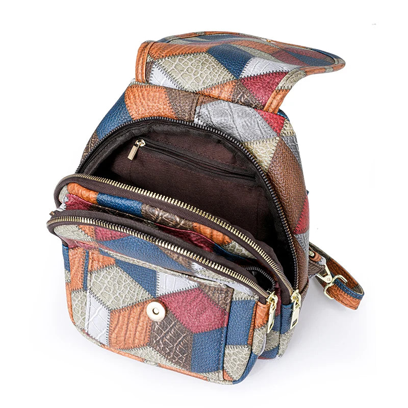 Retro Fashion Chest Bag Multi functional Small Backpack