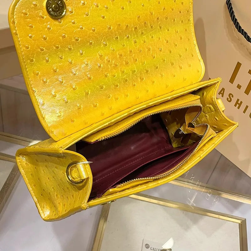 Ostrich pattern underarm handbag light luxury diamond-encrusted elegant crossbody bag