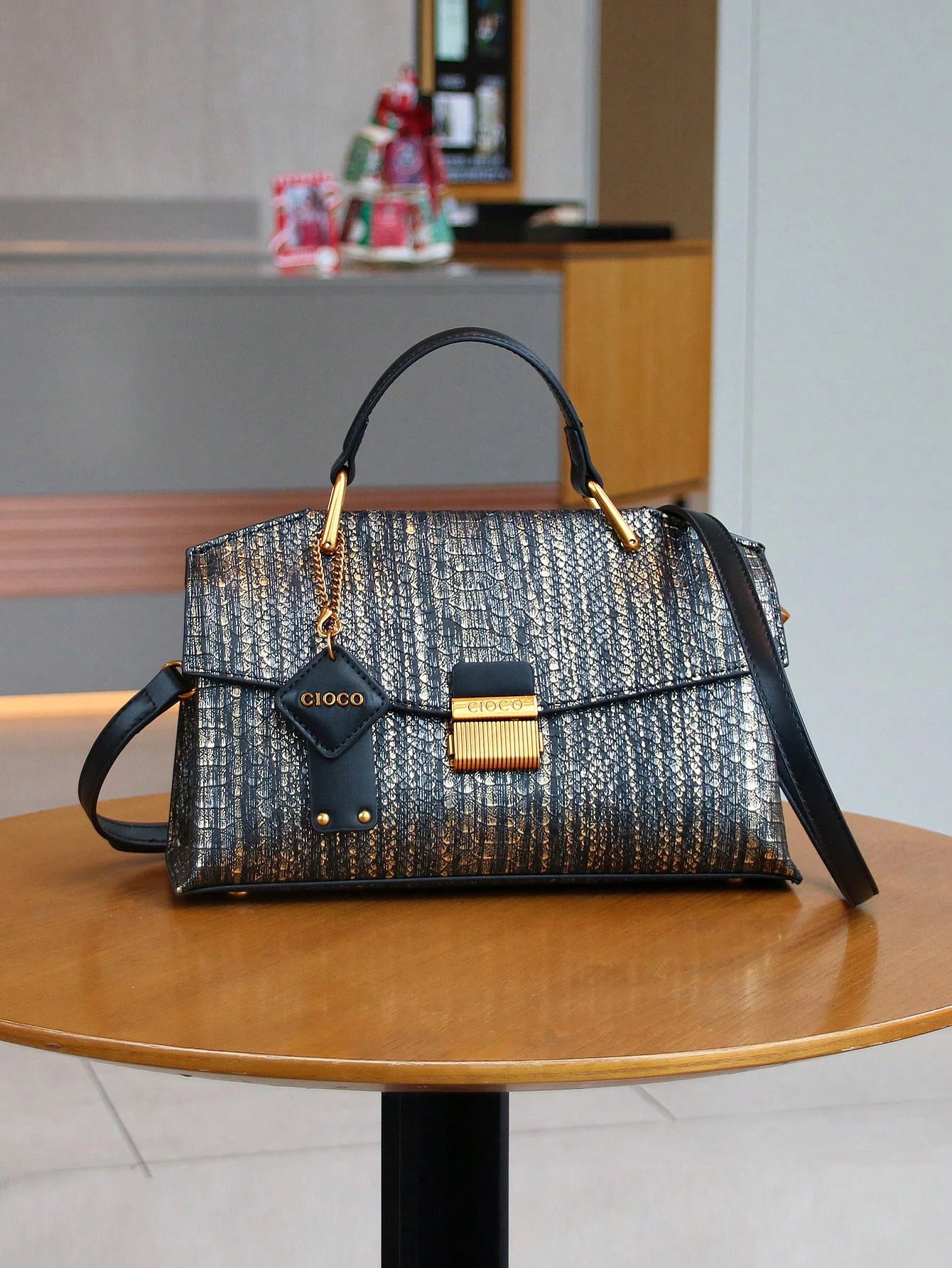 Retro blue snake-shaped high-grade handbag fashion luxury handbag large-capacity