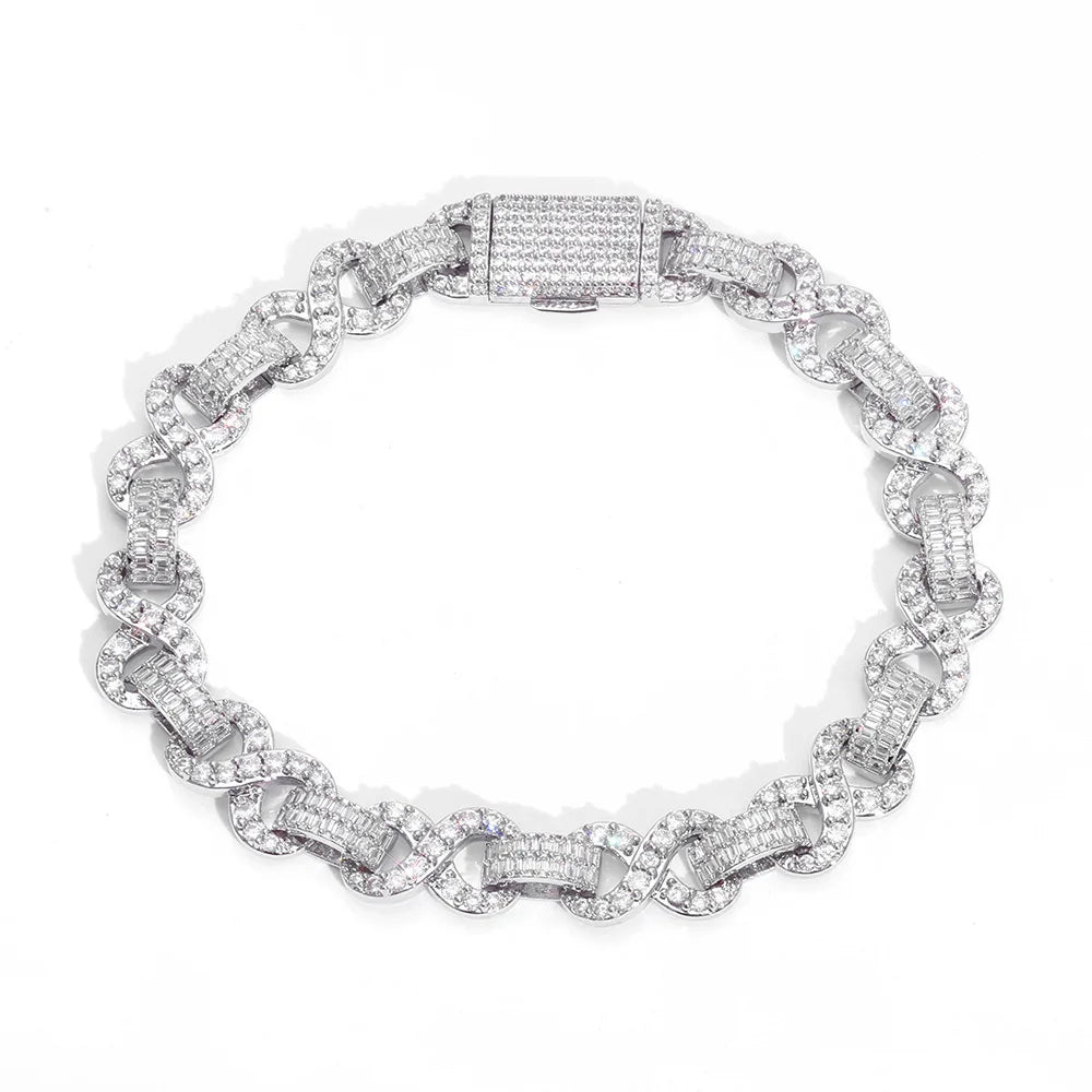 10mm Iced Out Infinite Chain Bracelet Bling Cubic Zirconia Bracelet Jewelry