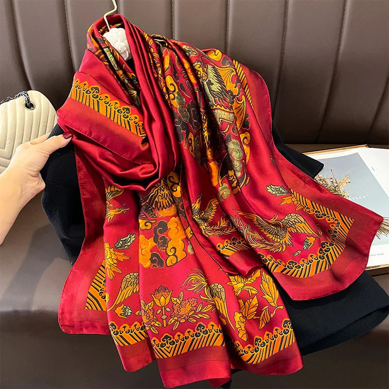 180*90cm Luxury Brand Women Scarf Summer Silk Shawl Lady Wrap Soft Design