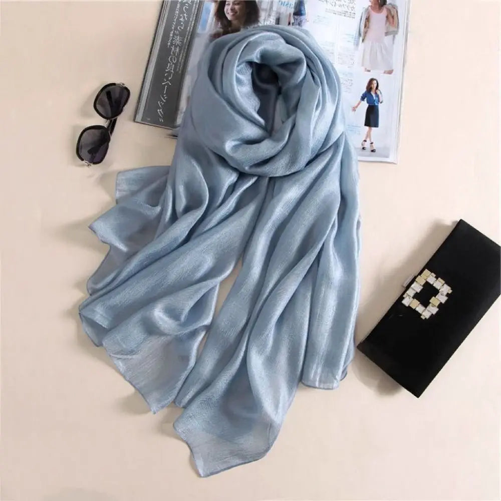 Pure Color Plain Scarf 180x85cm Linen Sunscreen Shawl