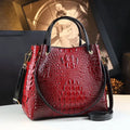 Genuine Leather Women Handbags Tote Bag Fashion Crocodile Print Bucket Bag
