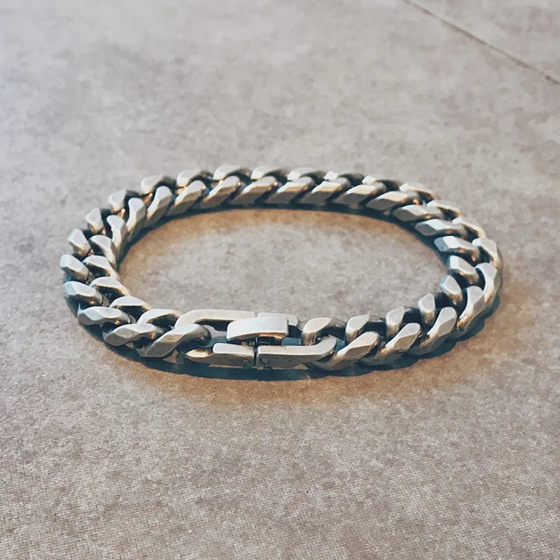 Cuban Chain Bracelet Gold Color Thick Link Bracelets Vintage Chain