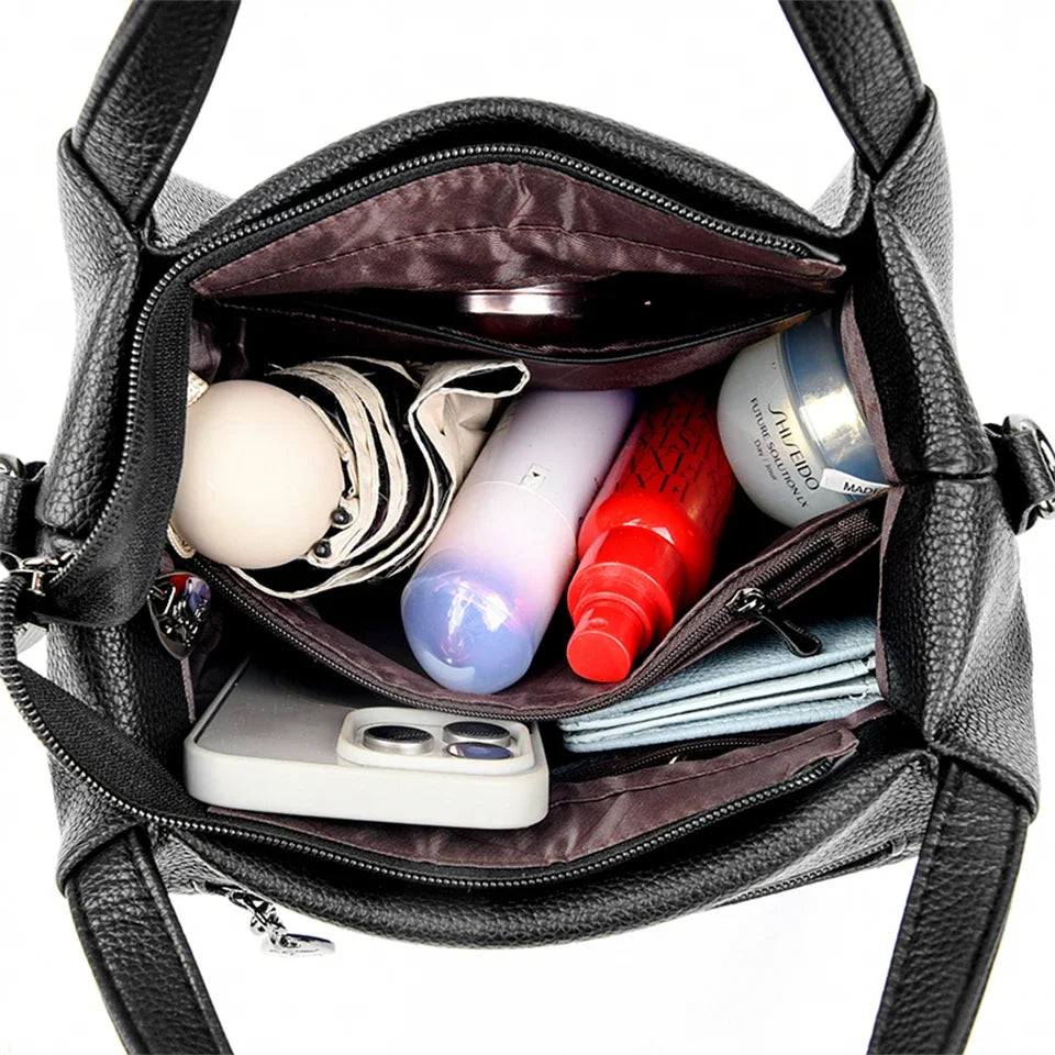 Soft Leather Top-Handle Bags Luxury Designer Handbag Solid Color Ladies Shoulder Bag