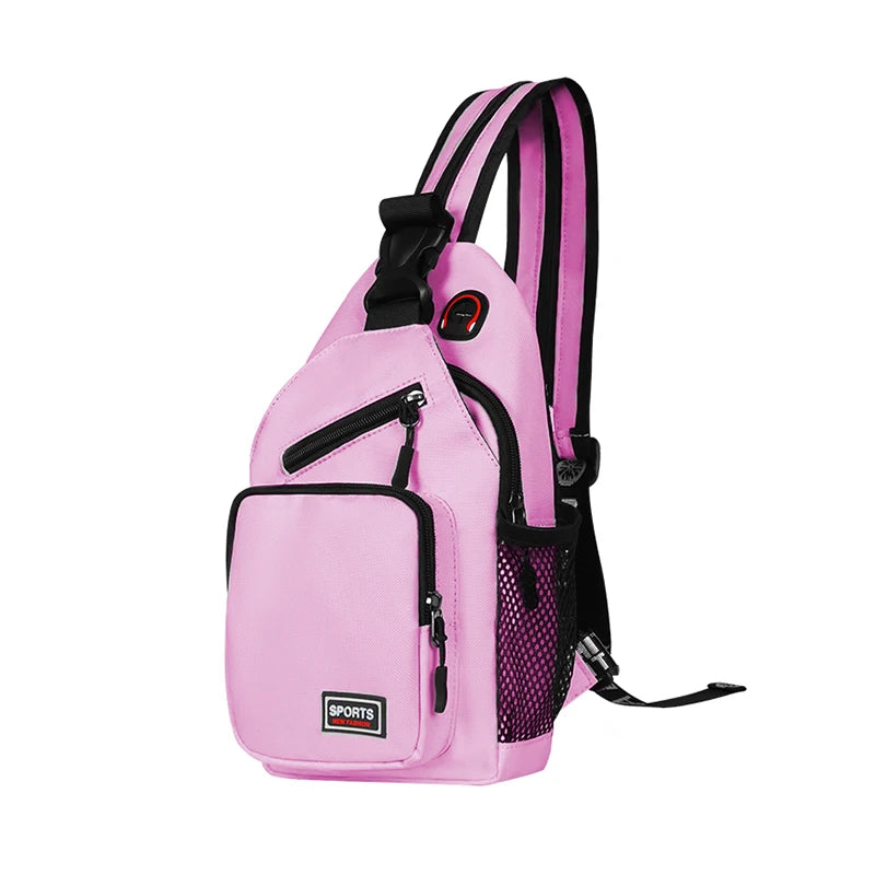 Women Chest Bags Adjustable Backpack Single Shoulder Bag With Earphone Hole