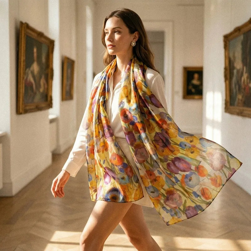 Lightweight Large 100% Mulberry Silk Scarf Shawl Scarf