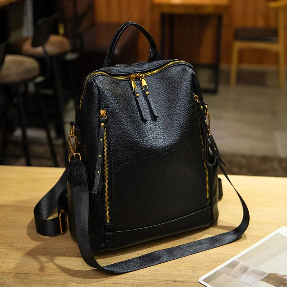 Vintage Top Quality Leather Backpacks Large Capacity
