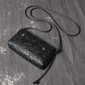Stylish Genuine Leather Bag 3D Carved Craft Shoulder Bag Cowhide Phone Bag
