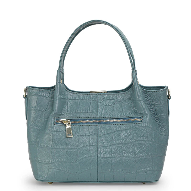 High-quality cowhide handbag crocodile pattern with large capacity