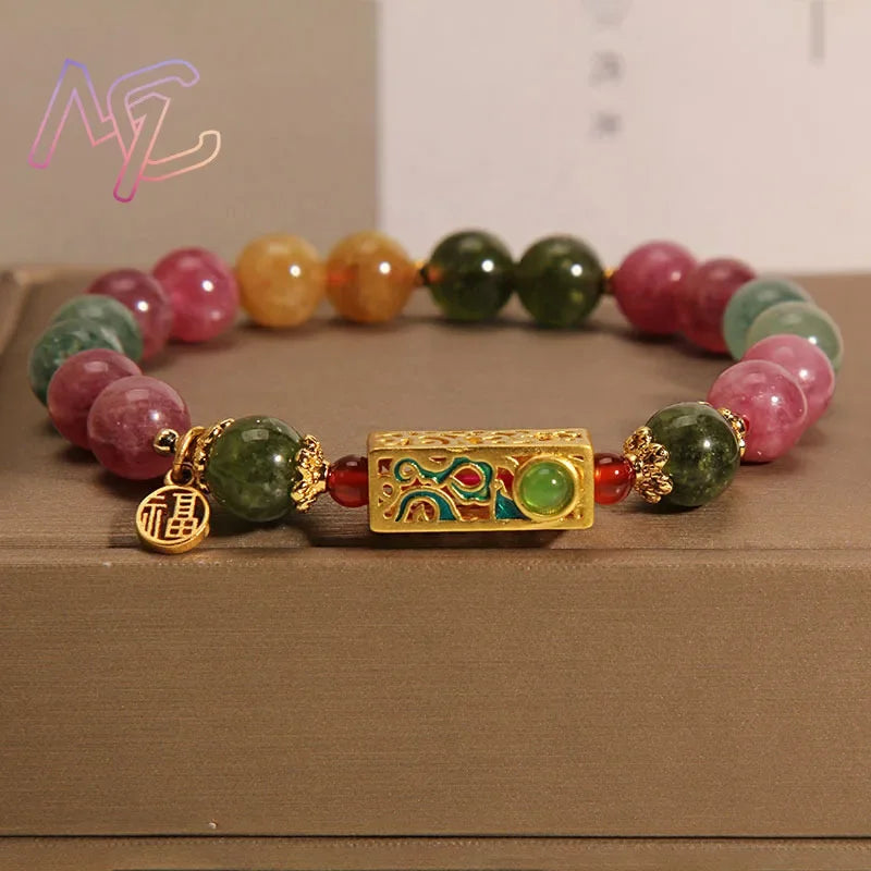 Natural Jade Agate Bracelet Exquisite Flower Design