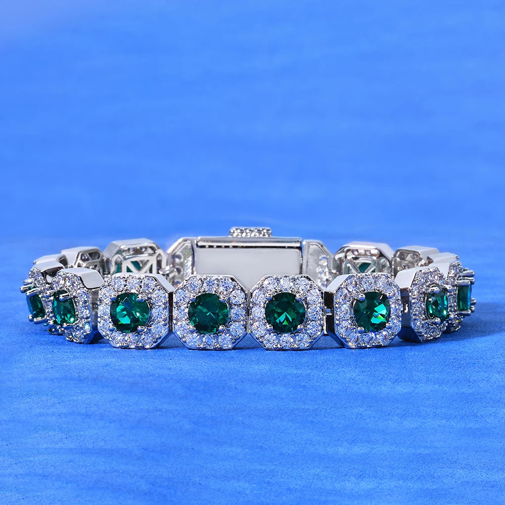 Emerald Crystal CZ Tennis Bracelets Geometric Vintage Style