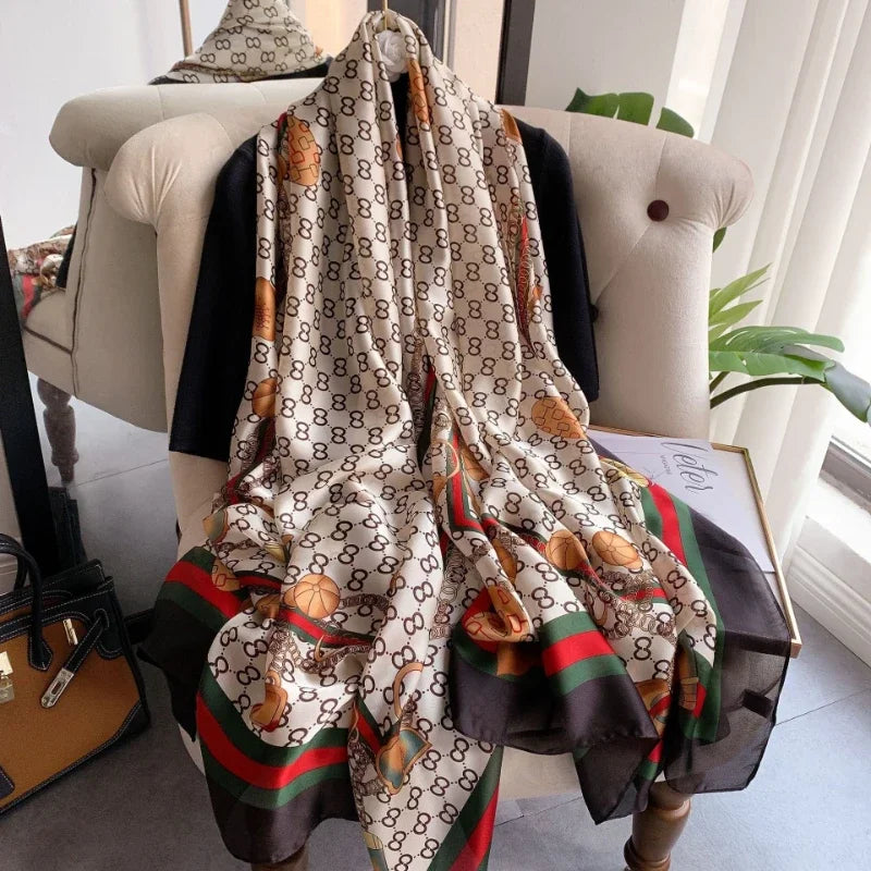 90×180cm Summer New Fashion Simulation Silk Scarf Versatile Thin Mulberry Silk