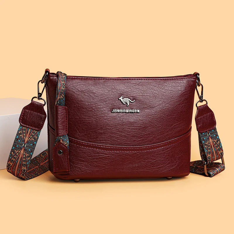 Solid Color Luxury Designer High Quality Leather Handbag Purses Multifunctional