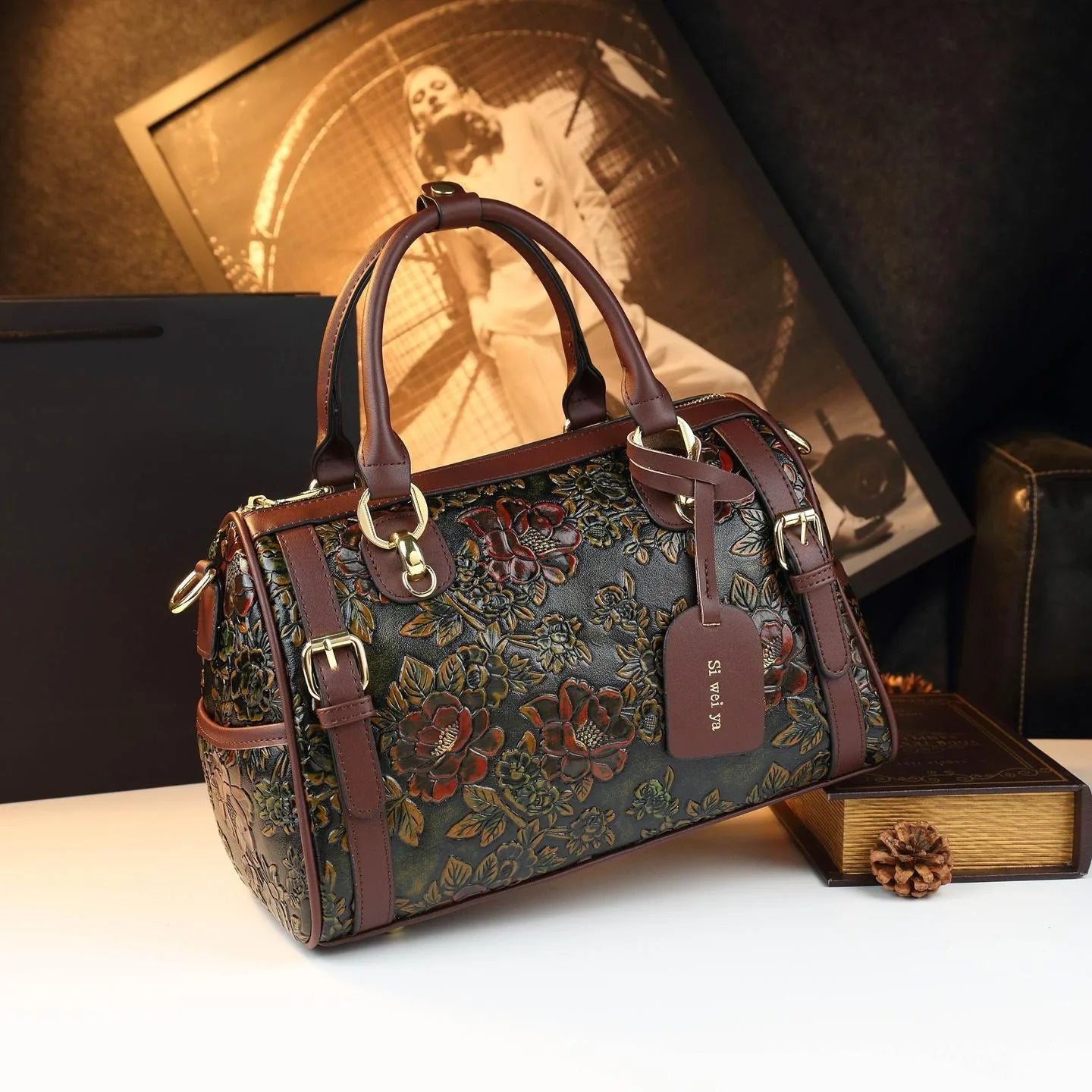 Fashion Retro Model Large Capacity Boston Pillow Handbag