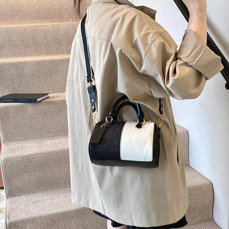 Patchwork Colorblock Mini Handbags Denim Shoulder Cross Body Bags Casual