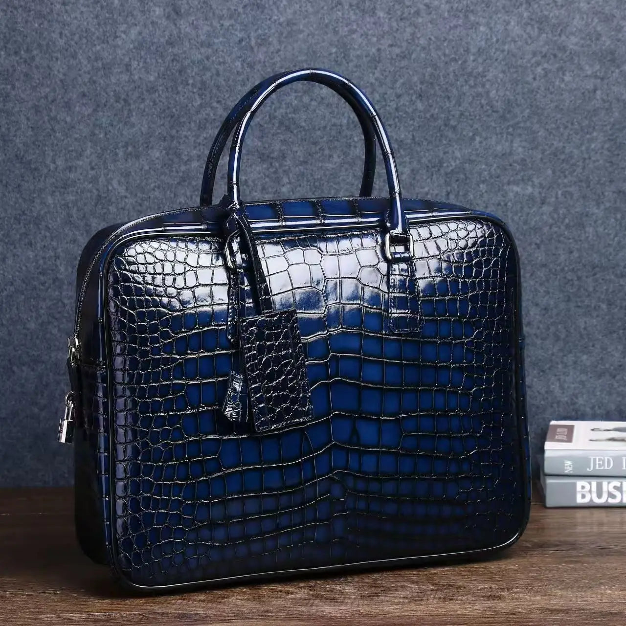 Luxury Alligator Pattern Genuine Leather Business Briefcase Male Shoulder Bag