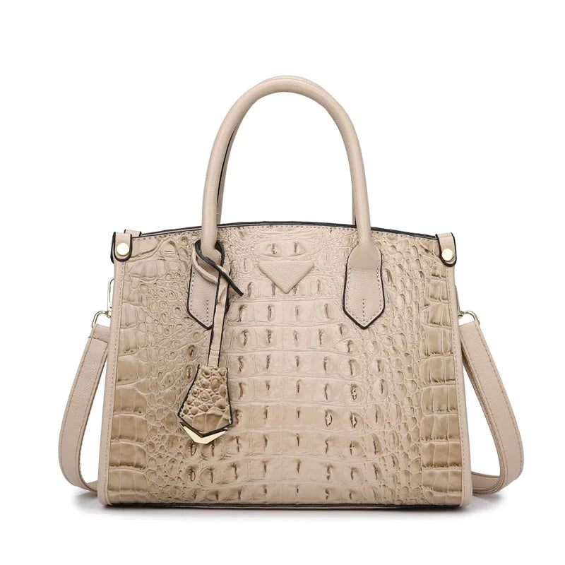 Large Top-Handle Bag Vintage Crocodile Design Shoulder Bag