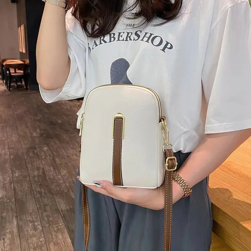 Trendy crossbody bag women's PU soft vertical solid color personality design bag