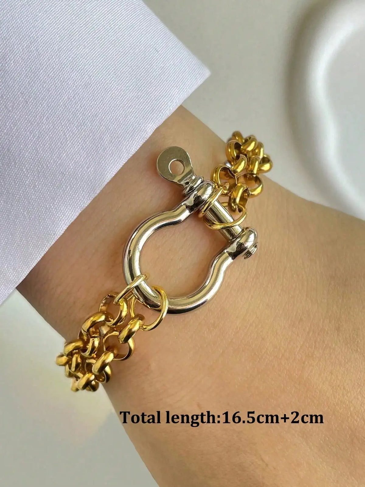 1PC Luxury Gold & Silver Horseshoe Chunky Chain Bracelets