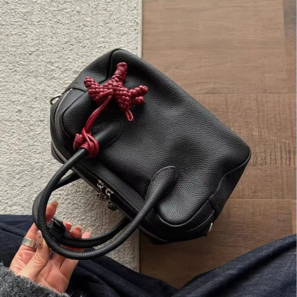 Litchi Texture Bowling Bag Commuter Versatile Single Shoulder Slant Cross Bag for Women