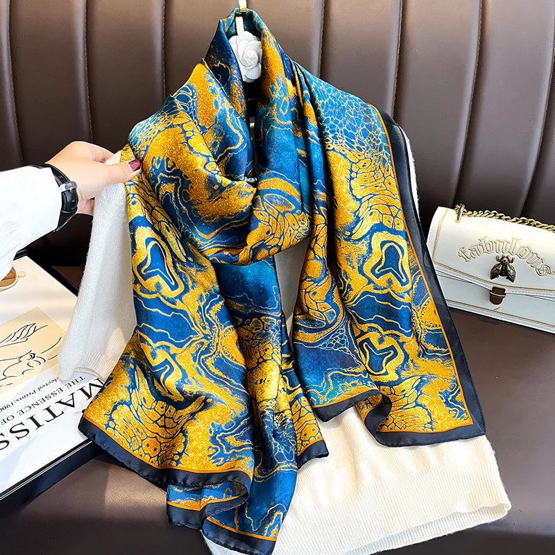 180*90cm Luxury Brand Women Scarf Summer Silk Shawl Lady Wrap Soft Design