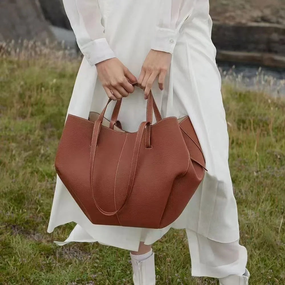 Single-shoulder tote bag genuine leather underarm bag