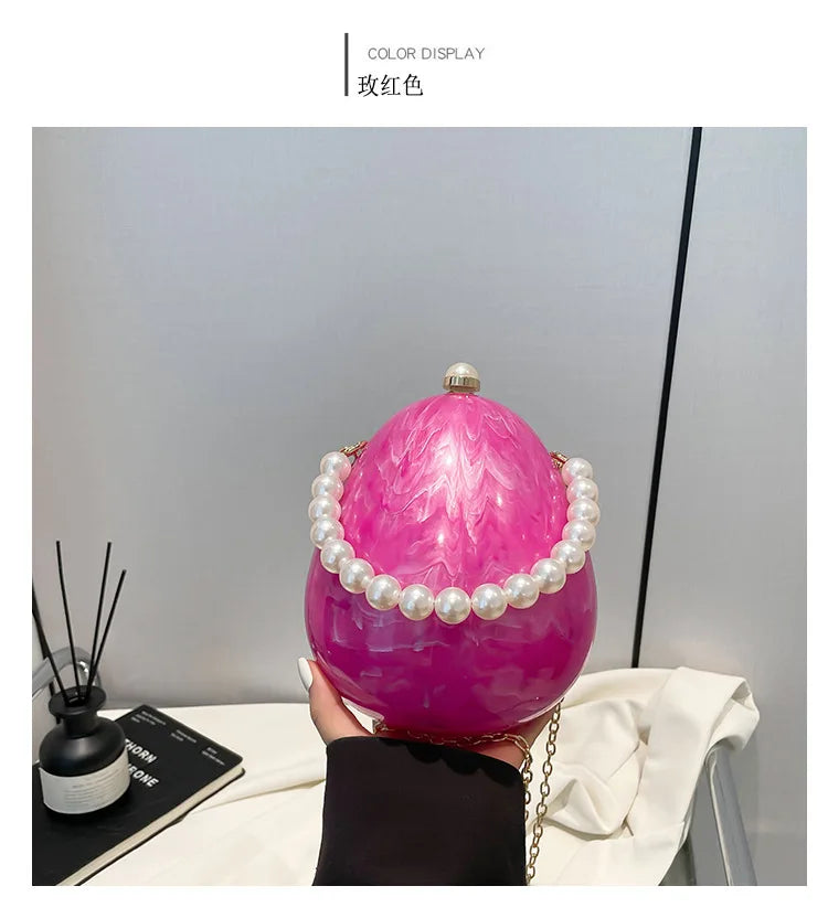 Acrylic eggshell bag fashion niche design women's messenger bag portable dinner bag