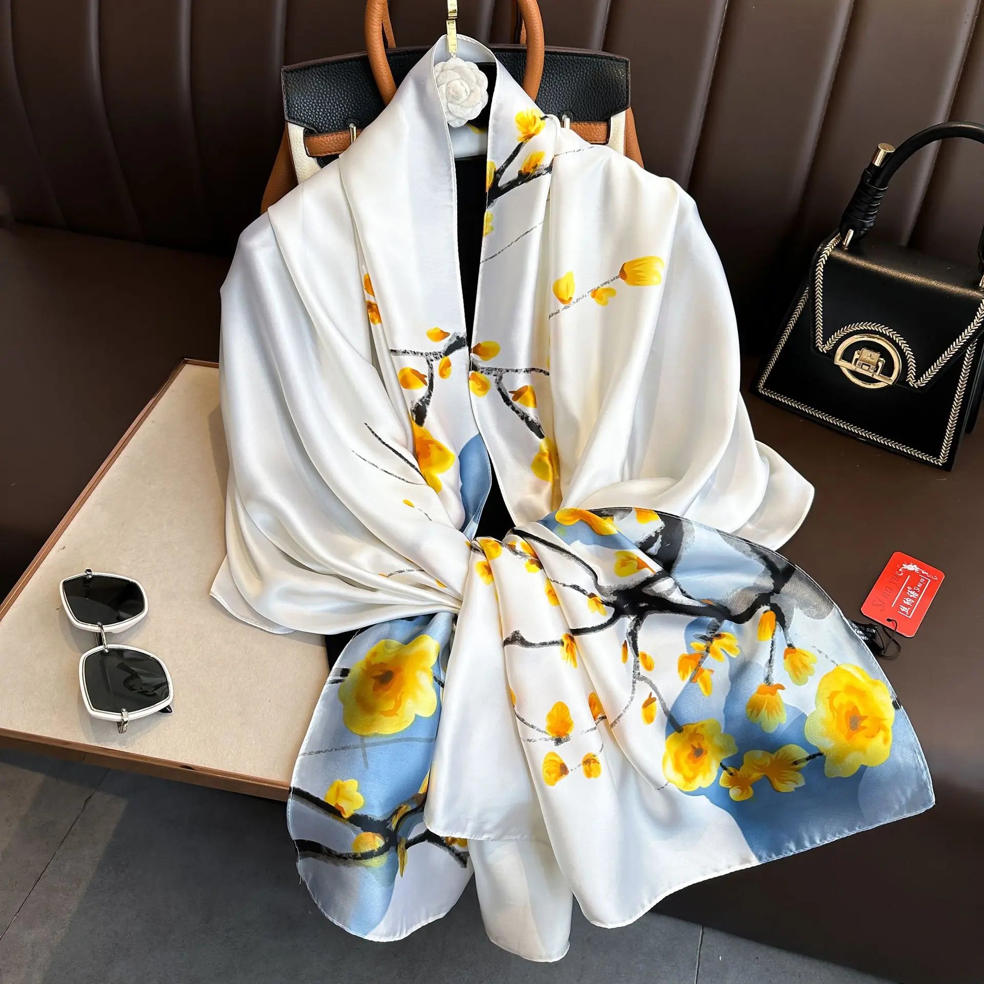 Luxury Brand Silk Scarves Women Fashion Print 180X90CM Long Silk Headscarf