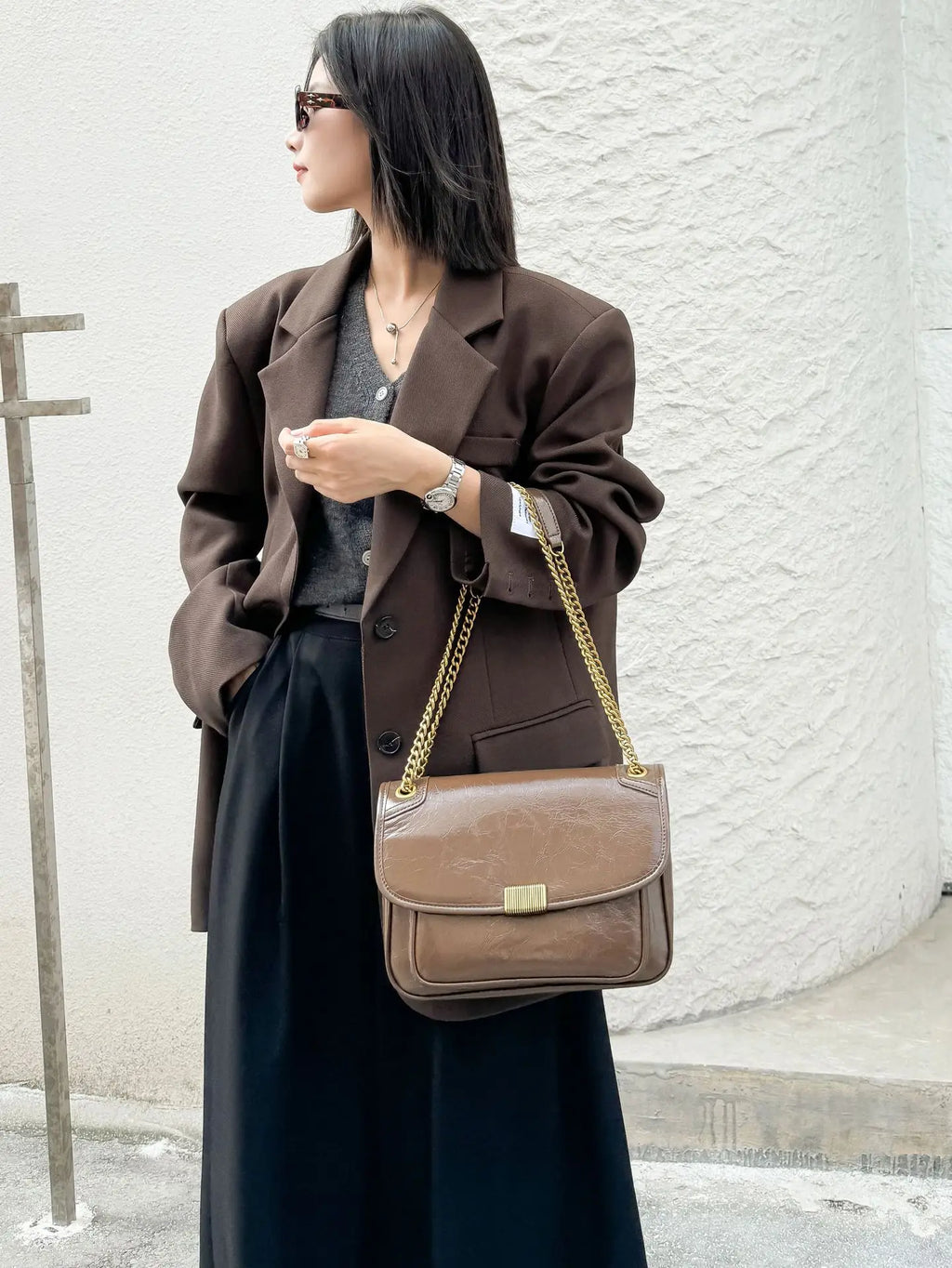 Luxury small square shoulder bag women fashion genuine cowhide leather satchel