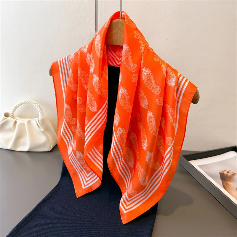 Fashion Silk Scarves Versatile High-end Cashew Print Silk Ladies Square Scarf