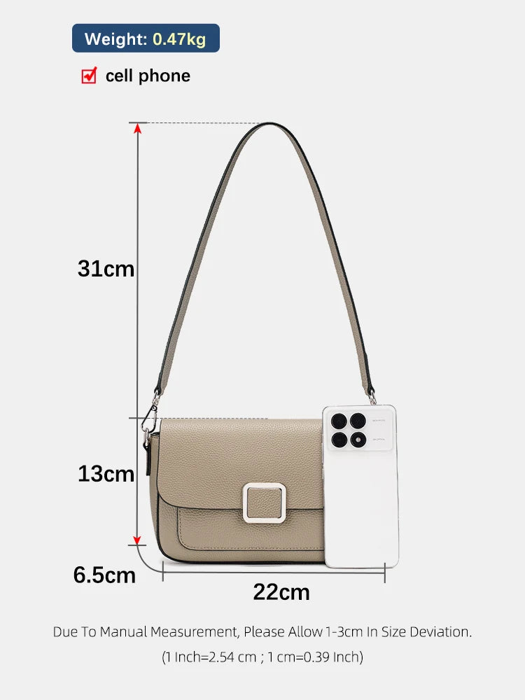Premium Design Arm Bag Genuine Leather Bag Fashion Square Shoulder Crossbody Bag