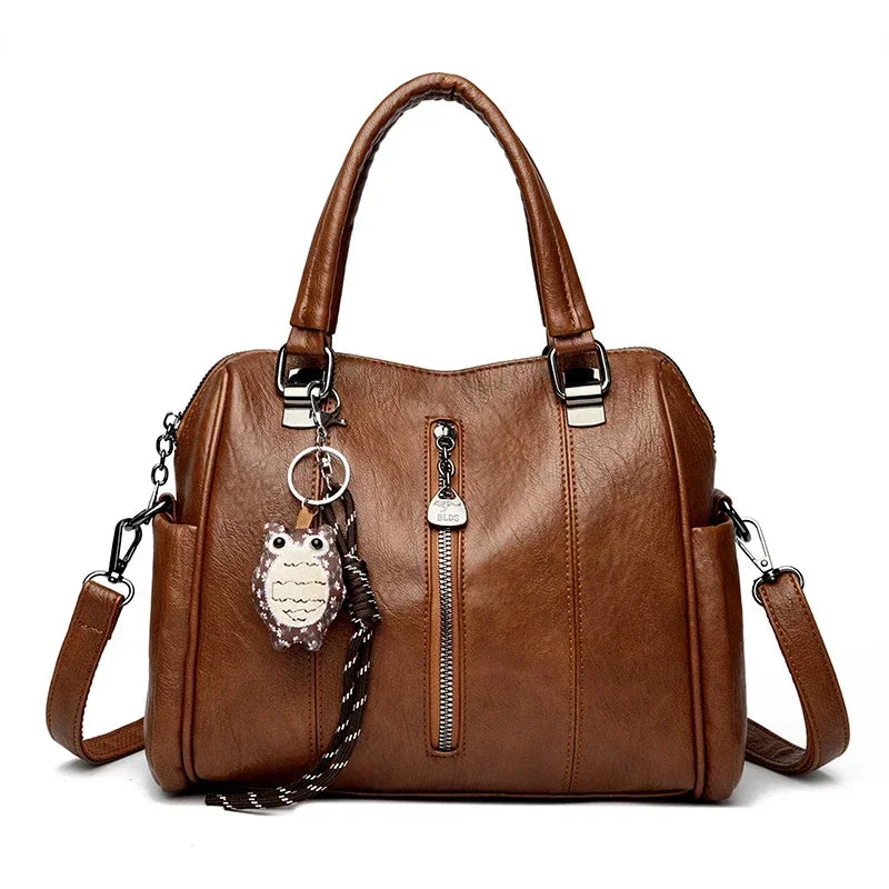 Luxury Design Top-Handle High Quality Leather Handbag Ladies Large Shoulder Bag