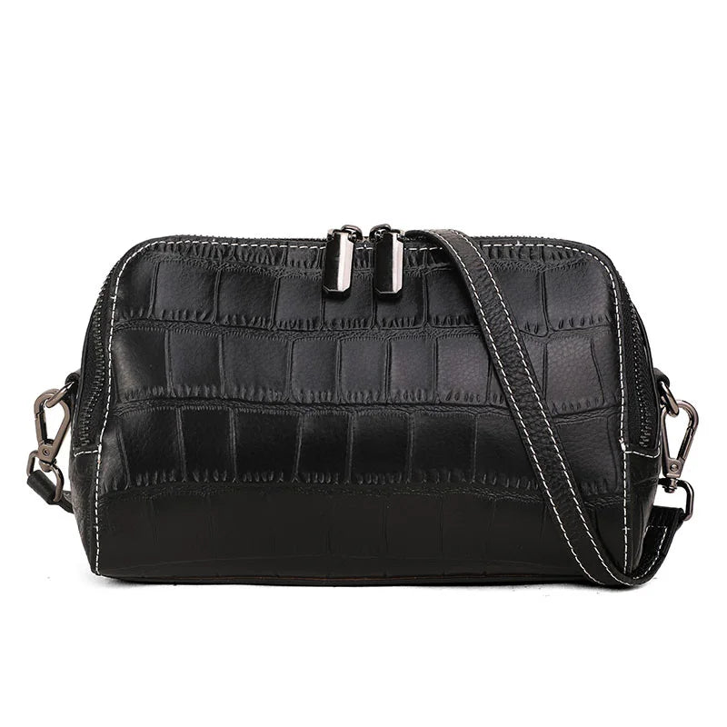 Fashionable shoulder crossbody bag crocodile texture