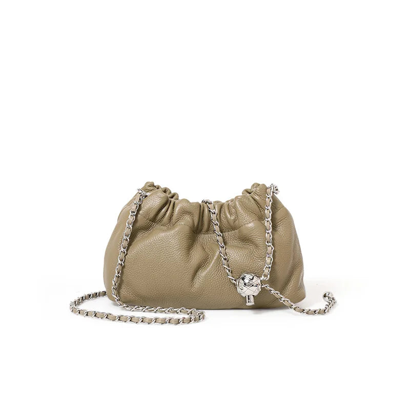 Lightweight Litchi Texture Genuine Cow Leather Cloud Bag