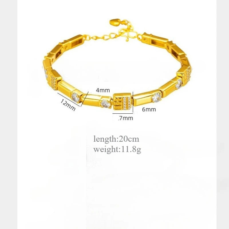 18 K Gold Color Advanced Geometric Inlaid Zircon Bracelet